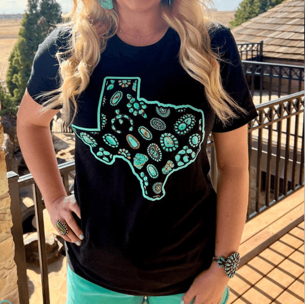 Texas In Turquoise Concho Casual Tee Womens Casual Western Top Size XL New