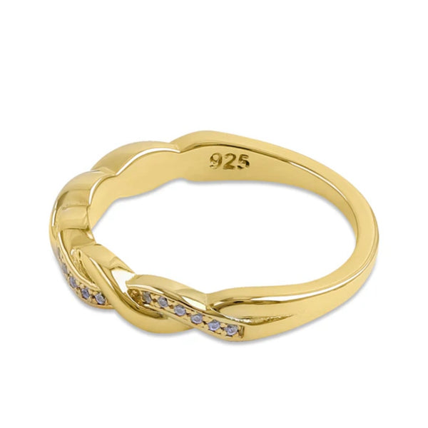 14k Gold Vermeil Braided CZ Stacker Wedding Engagement Dainty Band Ring New