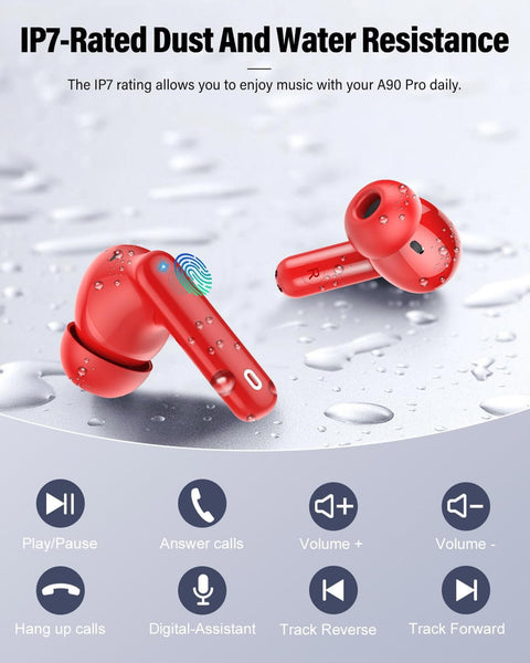 Wireless Earbuds, Bluetooth 5.4 Headphones Bass Stereo with Noise Cancelling Mic