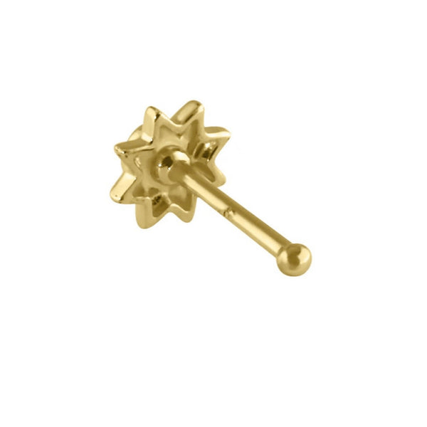 Solid 14K Gold Sun CZ Nose Stud New