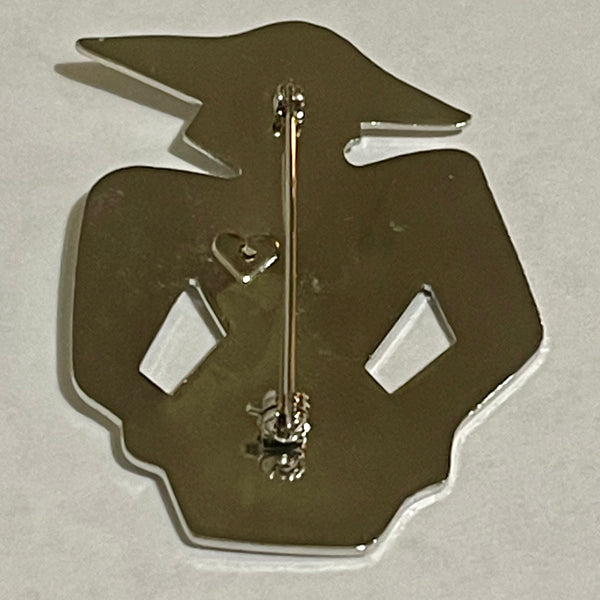 Vintage Silver Silhouette Lady Brooch Womens Gold Toned Heart Scarf Jacket Pin