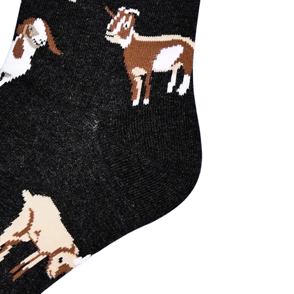 Goat Lovers Crew Socks Men’s Casual Western Farm Dark Grey Size 6-10 New