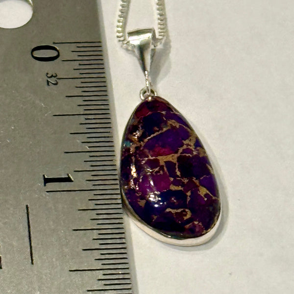 Southwestern Mohave Turquoise Oval Pendant Necklace Sterling Silver Handmade New
