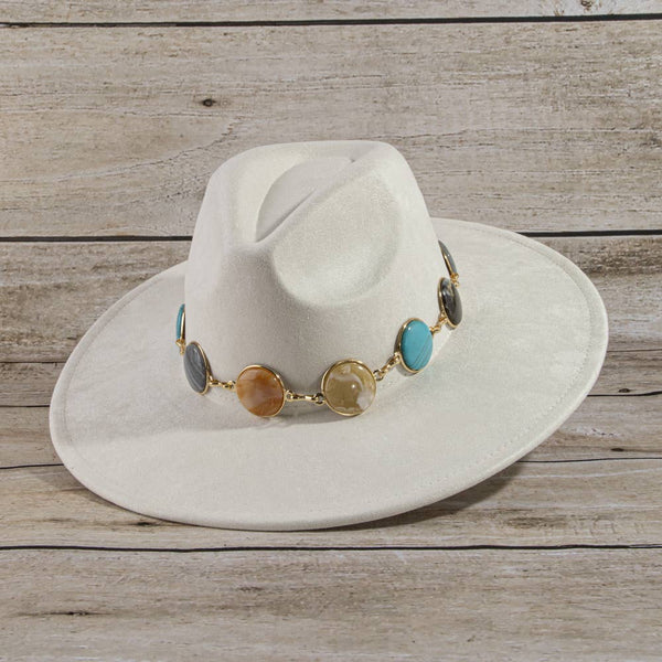 Semi Precious Stone Chain Band Fedora Hat