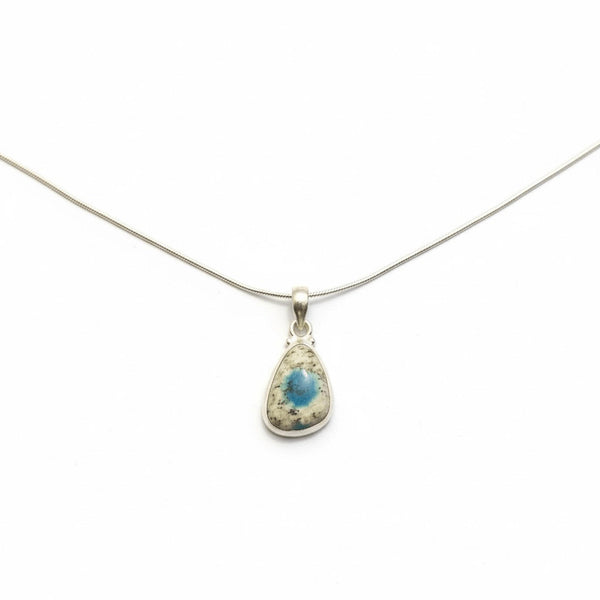 Rare K2 Azurite Necklace Genuine "Blueberry" Jasper Pendant Sterling Silver