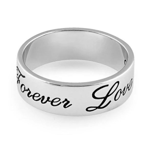 925 Sterling Silver Forever Love Script Band Ring Size 6 Women Gift Jewelry New