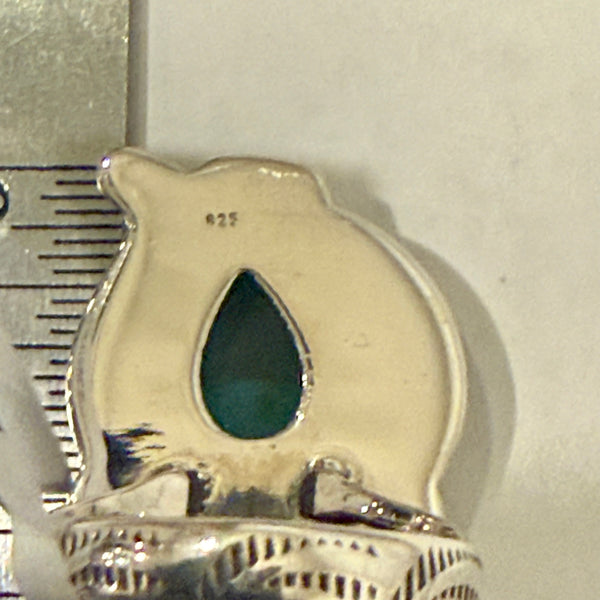 Mohave Turquoise Southwestern Statement Boho Ring Sterling Silver Floral Framed