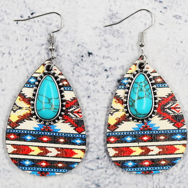 Western Aztec Design Turquoise Tear Drop Wooden Boho Casual Dangle Earrings New 


Add a unique style to your look with this brand new ladies boho Aztec print fashion turquoise wooden dangle earring.

 Constructed of quality wood construction, it offers c