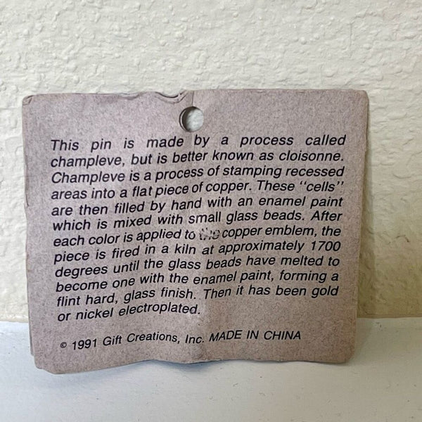 Vintage Gift Creations Cloisonné White Tiger Pin