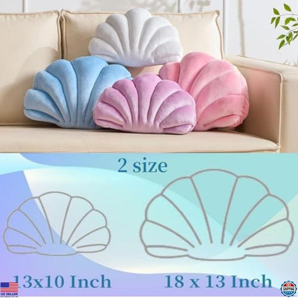 Light Blue Seashell Decorative Pillow 13x10 Inch Cute Throw Pillow for Home