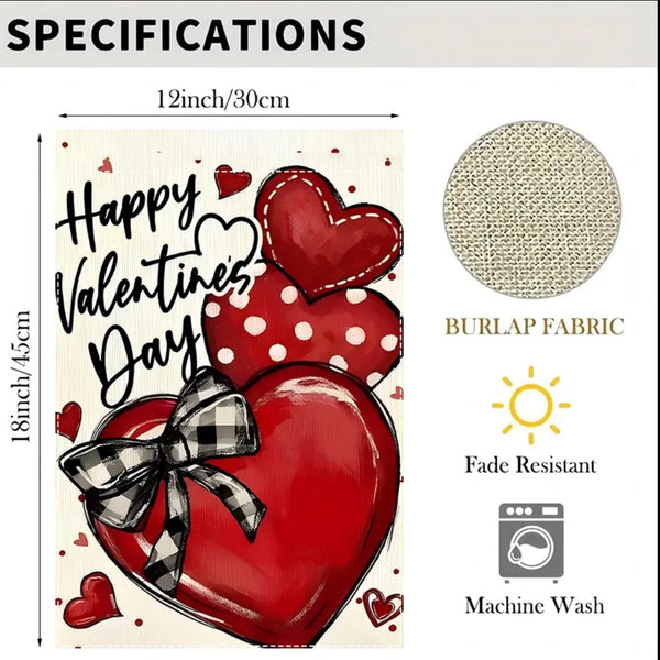 Happy Valentine Welcome Garden Flag Double Sided With Heart Farmhouse New Decor