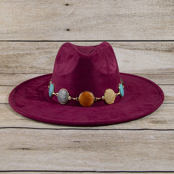 Semi Precious Stone Chain Band Fedora Hat