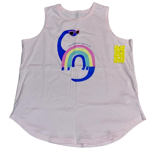 Rumí + Ryder Rainbow Saurus Tank Girls Casual Graphic Pink Top Size 12 New