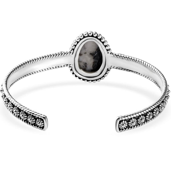Artisan Crafted White Buffalo 10.30 ctw Cuff Bracelet Sterling Silver 7.25 In