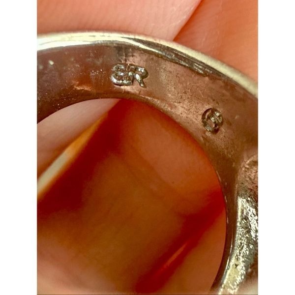 Vintage Turquoise Oval Cluster Ring Silver Southwestern