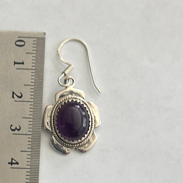 Unique Amethyst Earrings Sterling Silver Floral Framed Artisan Handmade New