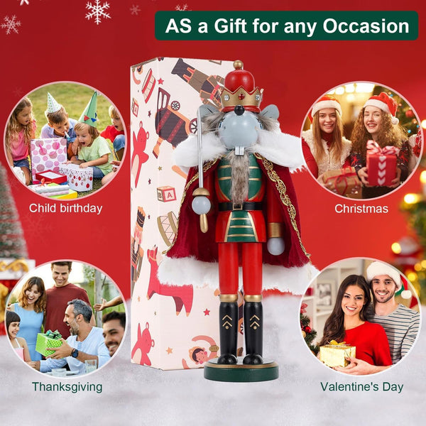 Christmas Decorations Mouse King Nutcracker Ornament 12 Inch Wooden Traditional