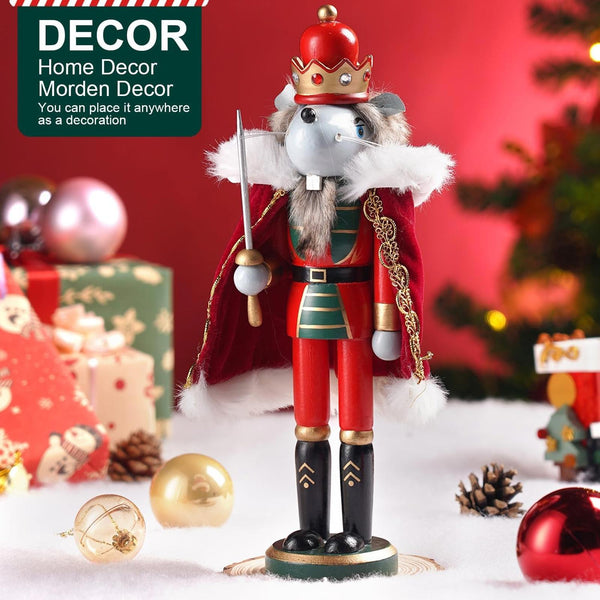 Christmas Decorations Mouse King Nutcracker Ornament 12 Inch Wooden Traditional