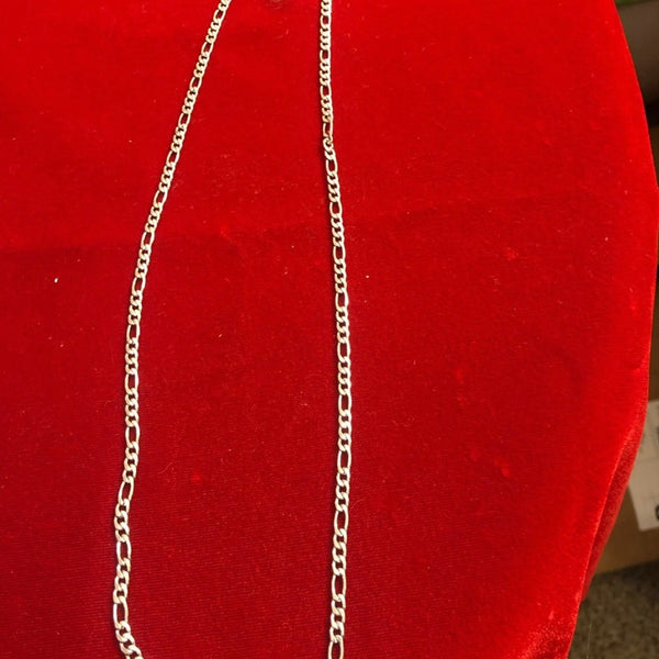 3 + 1 Fígaro Silver Chain Unisex Vintage 4mm Wide Link Jewelry 24” Silver Tone