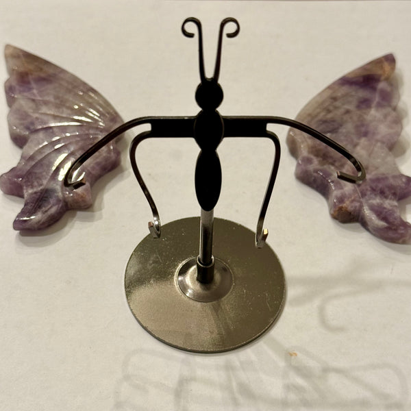Stunning Natural Chevron Amethyst Crystal Carved Butterfly With Stand New