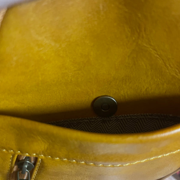 Western Boho Womens Mens Yellow Leather Adjustable Sling Crossbody Purse New