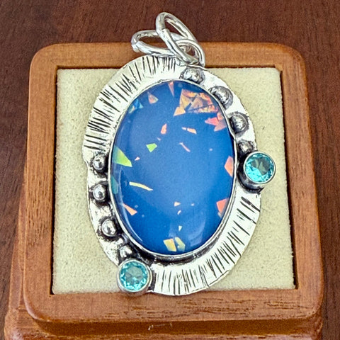 Unique Doublet Australian Opal Apatite Gemstone Pendant Adjustable Necklace New