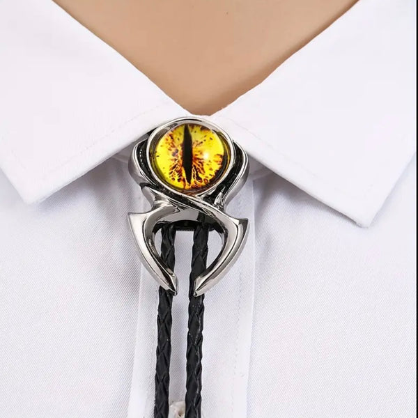 Dragon Yellow Eye Glass Bolo Tie Men’s Western Cowboy Accessory Necklace New