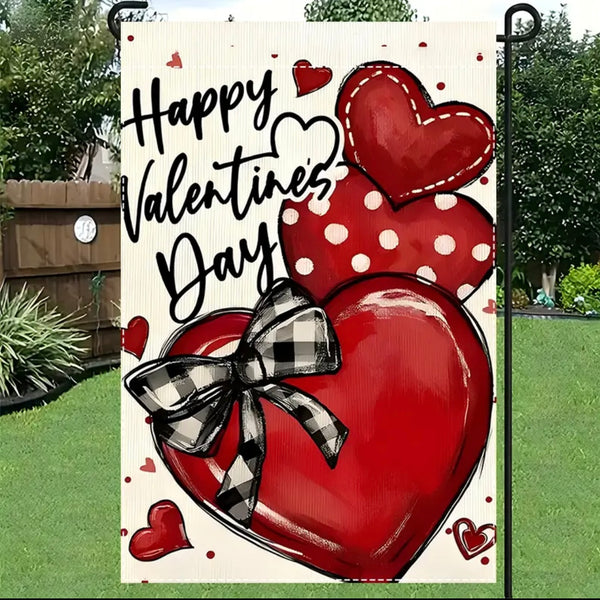 Happy Valentine Welcome Garden Flag Double Sided With Heart Farmhouse New Decor