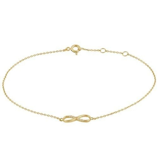 Solid 14K Yellow Gold Infinity Bracelet Womens Dainty
