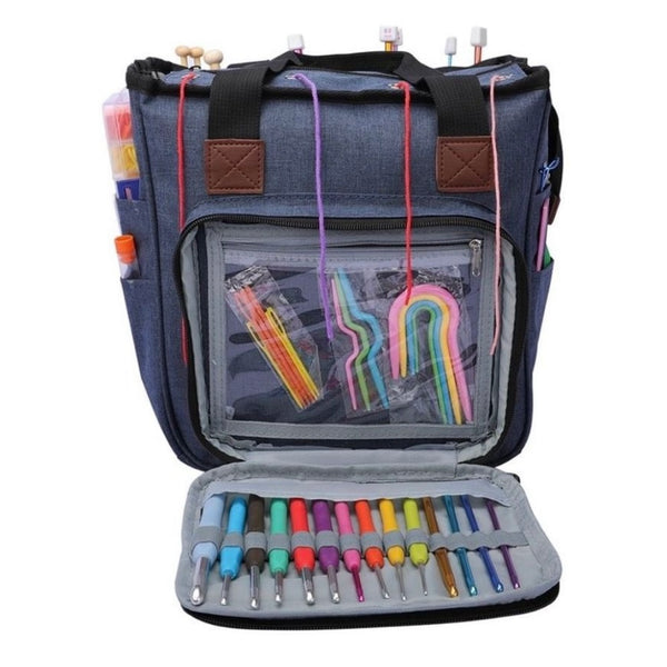 Knitting Bag Yarn Tote Organizer Womens Crochet Storage with Inner Dividers New