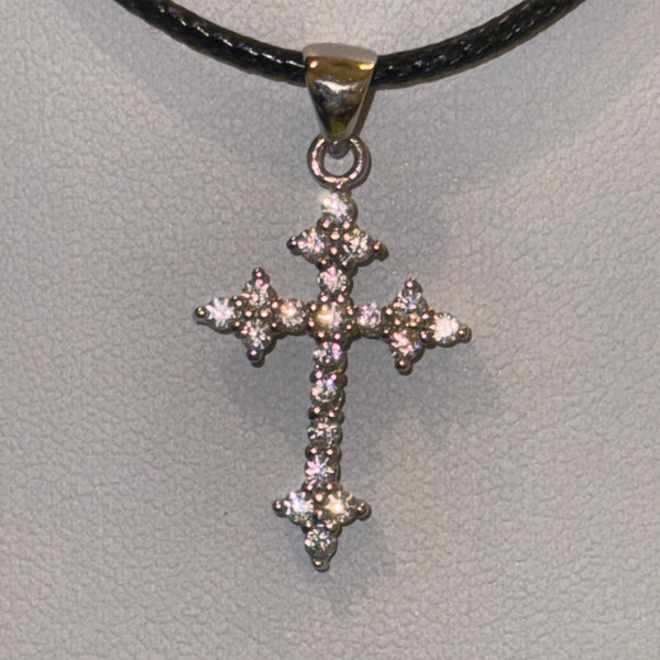 Stunning Moissanite Cross Necklace Sterling Silver Pendant