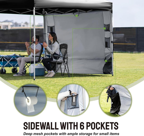 Sidewall Silver for 10X10 Pop up Canopy Sidewall with 6 Pockets 1 Pack Black