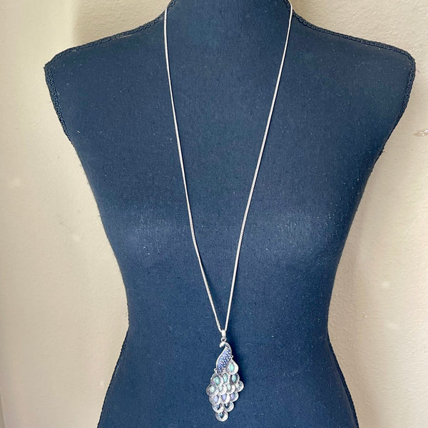 Peacock Pendant Long Necklace Womens Rhinestone Beaded Adjustable Accessory New