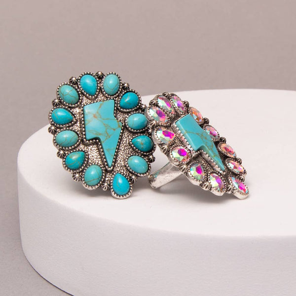 Western Lightning Bolt Stretch Ring