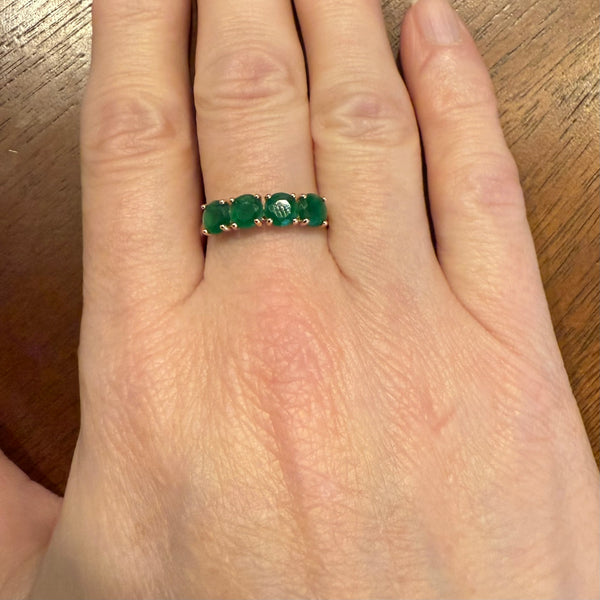 Stunning Round Natural 4 Stone Emerald 18k Gold Ring Womens Size 8 New