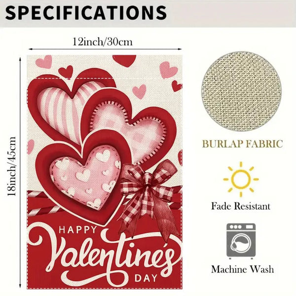 Happy Valentine Welcome Garden Flag Double Sided With Heart Farmhouse New Decor