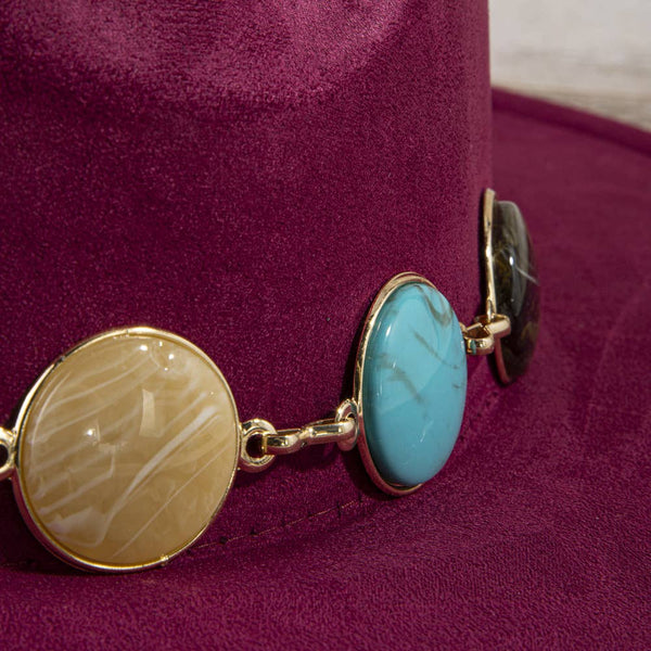 Semi Precious Stone Chain Band Fedora Hat