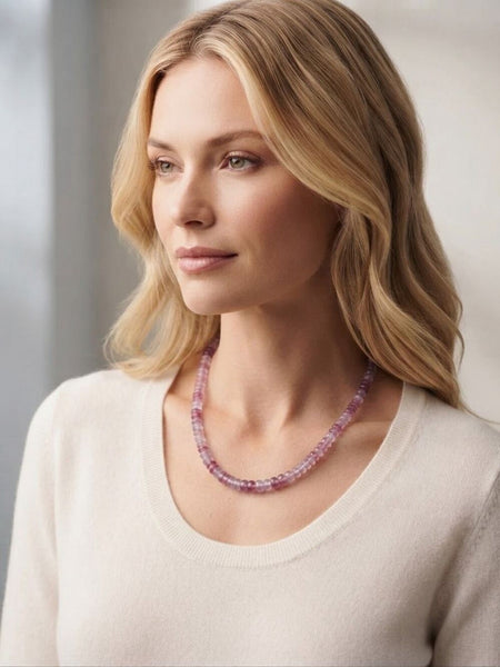 Stunning Pink Ethiopian Opal Necklace – Natural Fire Opal Beads, Silver Clasp