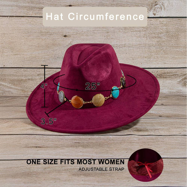 Semi Precious Stone Chain Band Fedora Hat