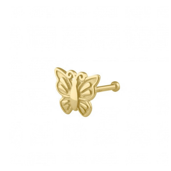Solid 14K Gold Butterfly Nose Stud New