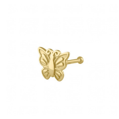 Solid 14K Gold Butterfly Nose Stud New