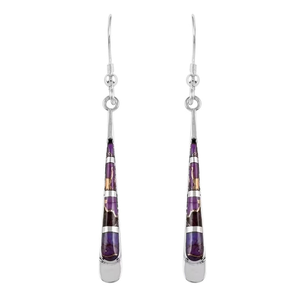 Southwestern Mojave Purple Turquoise 7.50 ctw Drop Earrings in Sterling Silver
