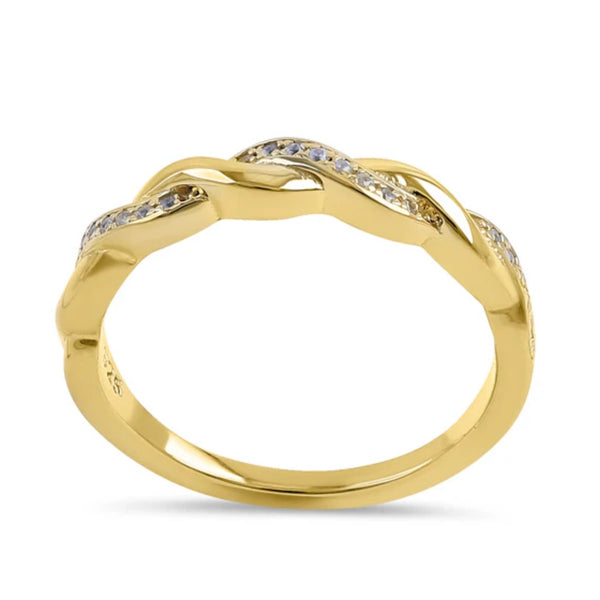 14k Gold Vermeil Braided CZ Stacker Wedding Engagement Dainty Band Ring New