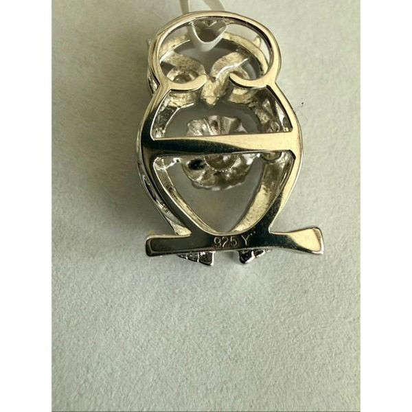 0.61 Ctw D Color VVS1 Moissanite Dancing Owl Pendant Necklace Artisan Crafted