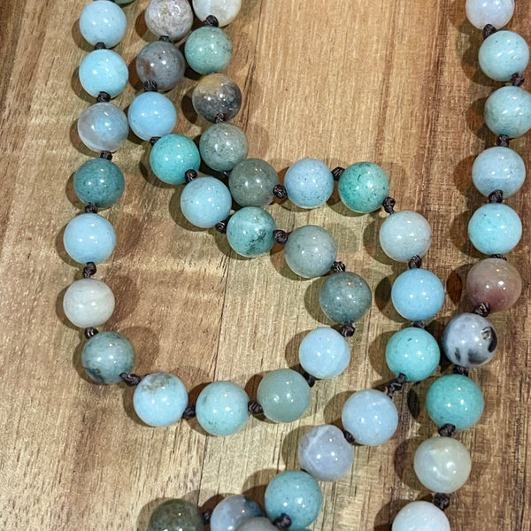 Boho Precious Stone Knotted Irregular Natural Blue Druzy Pendant Long Necklace