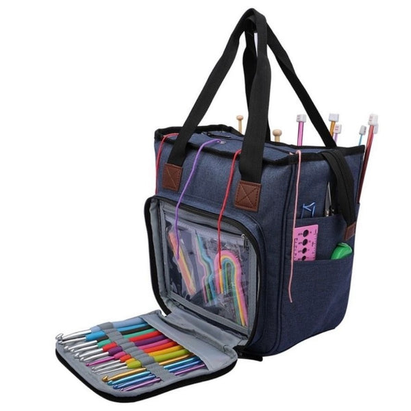 Knitting Bag Yarn Tote Organizer Womens Crochet Storage with Inner Dividers New