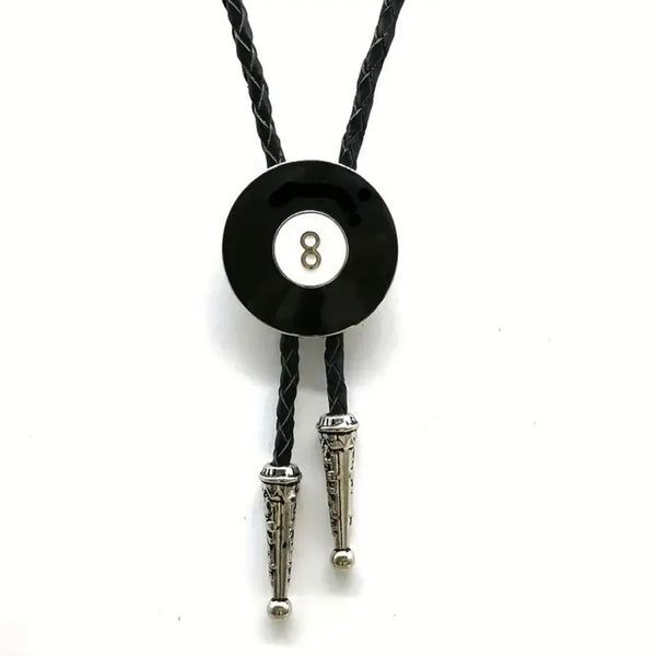 Unique Black 8 Ball Bolo Tie Mens Casual Western Cowboy Accessory New