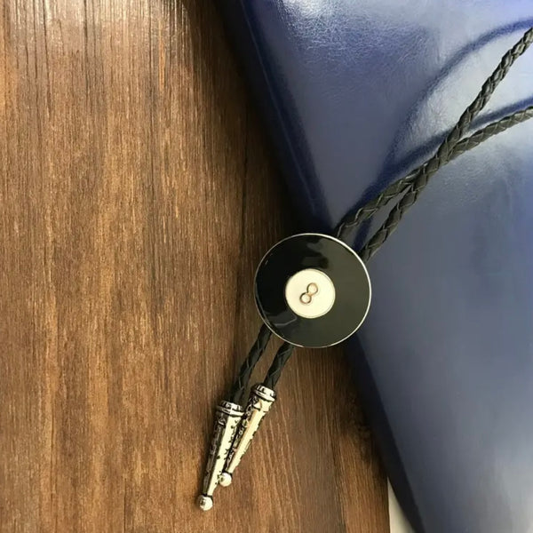 Unique Black 8 Ball Bolo Tie Mens Casual Western Cowboy Accessory New