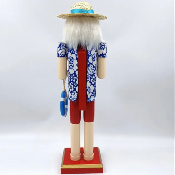 Wooden Nutcracker Figurine Unique Hawaiian Beach Vibe Style Christmas Home Decor