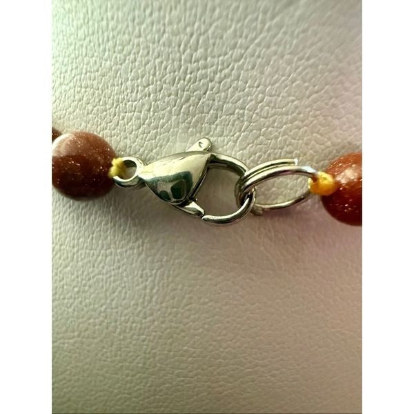 Goldstone Beaded Necklace  Sparkling Brown Gemstone Statement Jewelry Gift
